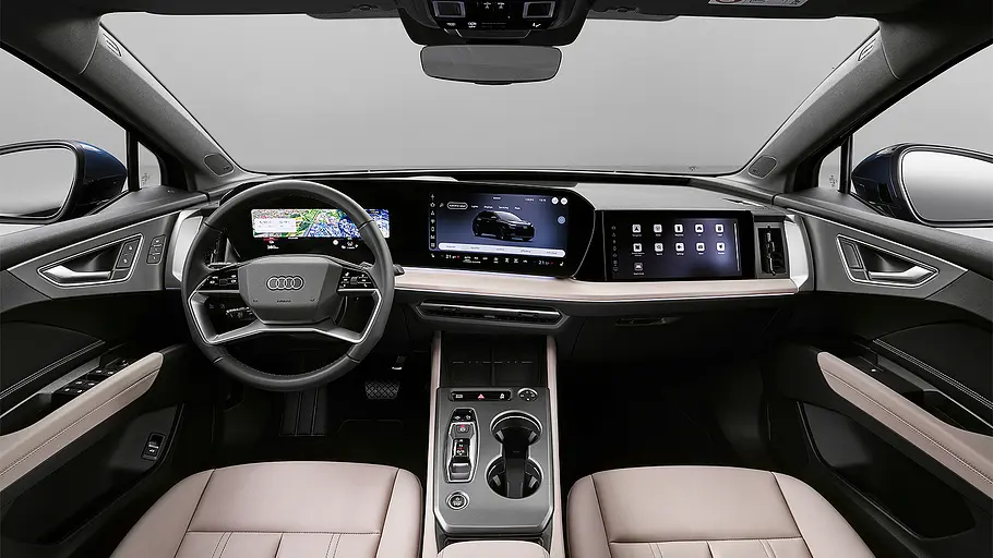 Audi Q4 e-tron Facelift (2026) Blick auf die Armaturen im Innenraum des Audi Q4 e-tron Facelift (2026).