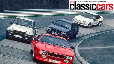 Renault 5 Turbo, Lancia Rally, Audi Quattro, Opel Manta 400 auf der Rennstrecke - Foto: AUTO ZEITUNG Archiv
