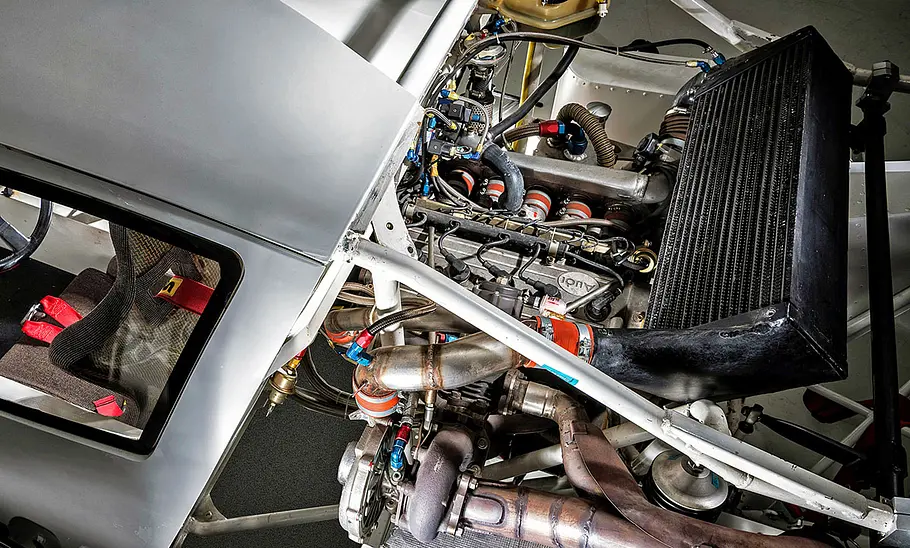 Der Motor des Audi Sport Quattro RS 002 Gruppe S.