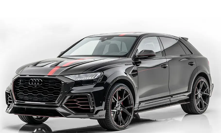 Audi RS Q8 von Mansory; stehend und von schräg vorne fotografiert.