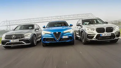 Alfa Romeo Stelvio Quadrifoglio/BMW X3 M Competition/Mercedes-AMG GLC 63 S - Foto: Aleksander Perkovic