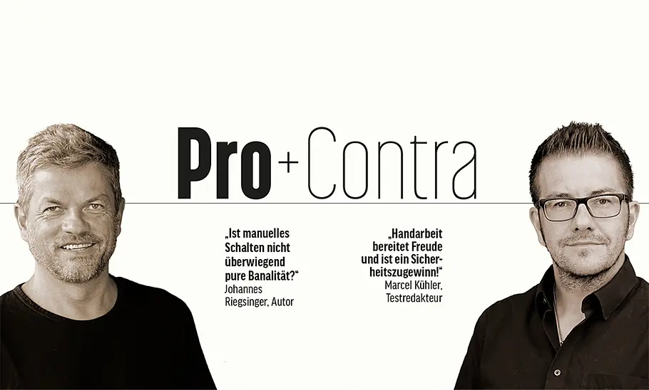 Auslaufmodelle Schaltgetriebe: Unser Pro & Contra von Johannes Riegsinger (links) und Marcel Kühler.