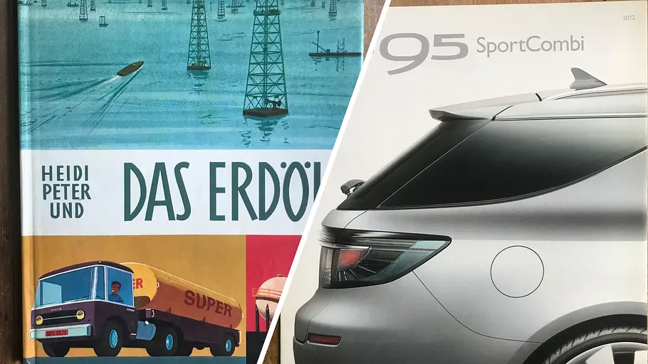 Automobil-Prospekte Collage mit Automobil-Prospekten