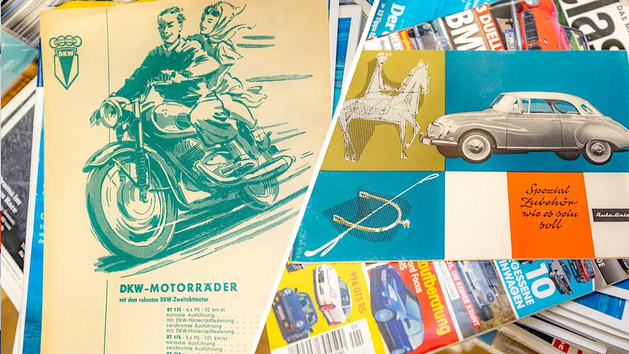 Automobil-Prospekte Collage mit Automobil-Prospekte