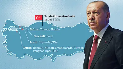 Autoindustrie: Fahrzeugproduktion in der Türkei - Foto: Montage/AUTO ZEITUNG/AP