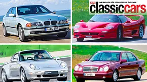 BMW E39, Ferrari F50, Porsche 911 993 und Mercedes W210 in einer Kollage zusammengefasst. - Foto: Hersteller/Kollage: AUTO ZEITUNG