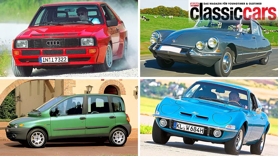 Collage mit vier Fahrzeugen.