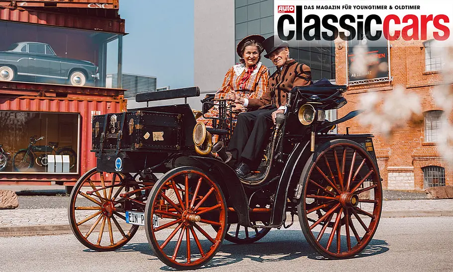 Die Benz Victoria (1894) statisch von schräg vorne fotografiert.