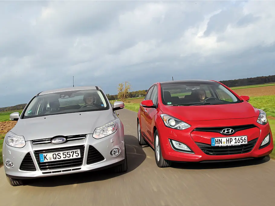 Bilder Ford Focus 1.0 EcoBoost Hyundai i30 1.4 CVVT Vergleichstest Kompaktklasse Lenkung
