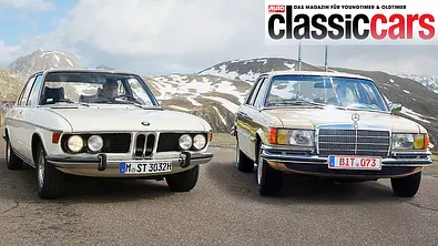 BMW 3.0 S und Mercedes 350 SE stehend von vorne - Foto: Wim Woeber