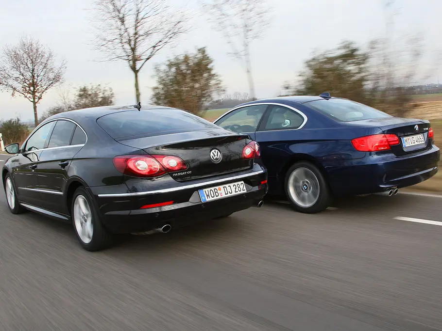 BMW 330i xDrive Coupé und VW Passat CC 3.6 V6 4Motion verbinden Rasanz und Eleganz