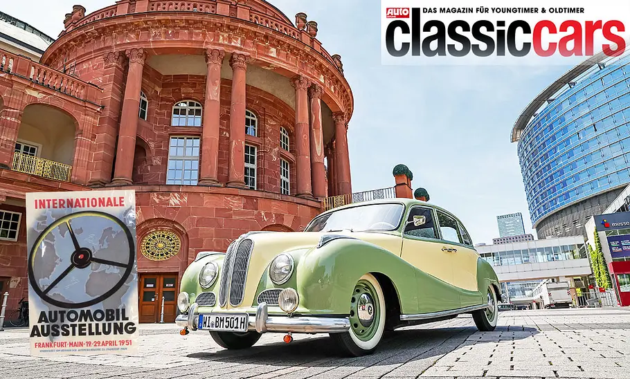 BMW 501 Barockengel Der BMW 501 Barockengel stehend von schräg vorne.