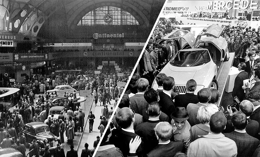 IAA 1951 und 1969 Kollage mit historischen IAA-Eindrücken.