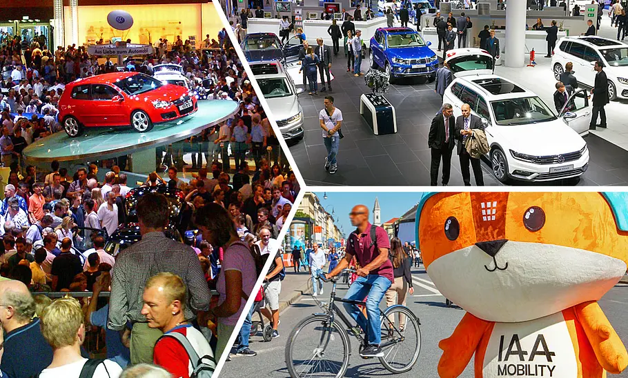 IAA 2003, 2015 und 2023 Kollage mit Eindrücken der IAA 2003, 2015 und 2023.