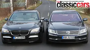 BMW 740i/VW Phaeton V8 4Motion fahrend von vorne fotografiert. - Foto: Willy Bister BMW 740i/VW Phaeton V8 4Motion fahrend von vorne fotografiert. - Foto: Willy Bister