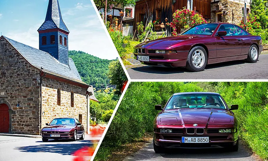 Collage mit Fotos vom BMW 850i.