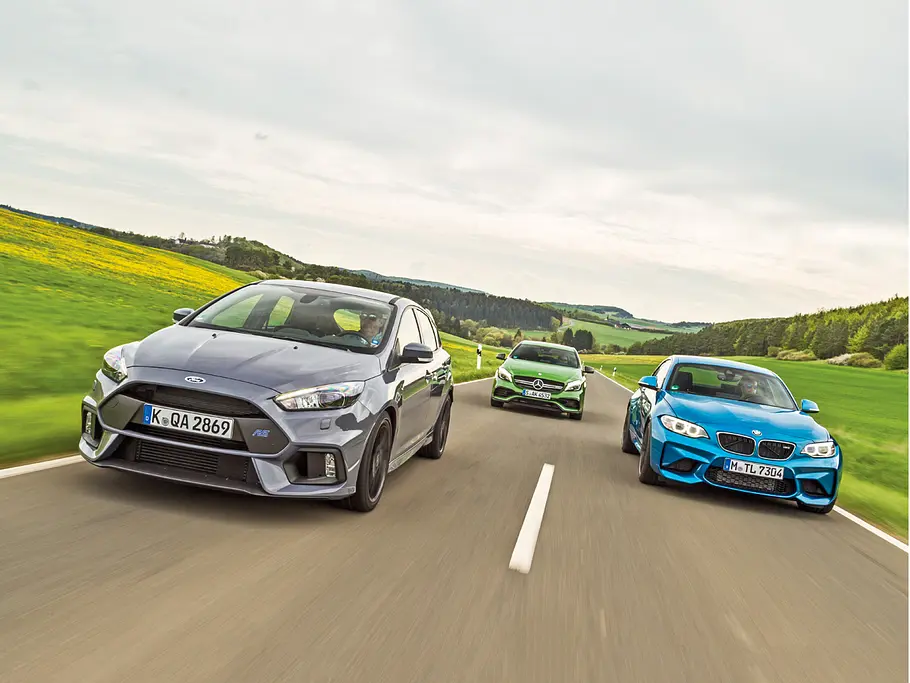 BMW M2, Ford Focus RS, Mercedes A 45 AMG