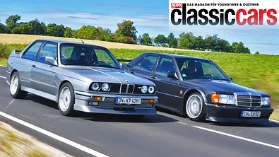 BMW M3 E30 und Mercedes 190 Evo fahrend von schräg vorne fotografiert. - Foto: Zbigniew Mazar