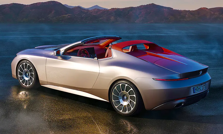 Das BMW Skytop Concept (2024) statisch von schräg hinten fotografiert.