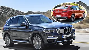 Eine Collage zeigt den BMW X3 (2017), der vor einem Bergpanorama fährt, und den X4 (2018). - Foto: BMW/Montage: AUTO ZEITUNG