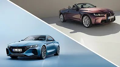 Der Bovensiepen Zagato und das BMW M4 Cabrio jeweils von schräg vorne fotografiert. - Foto: Bovensiepen/BMW/Collage: AUTO ZEITUNG