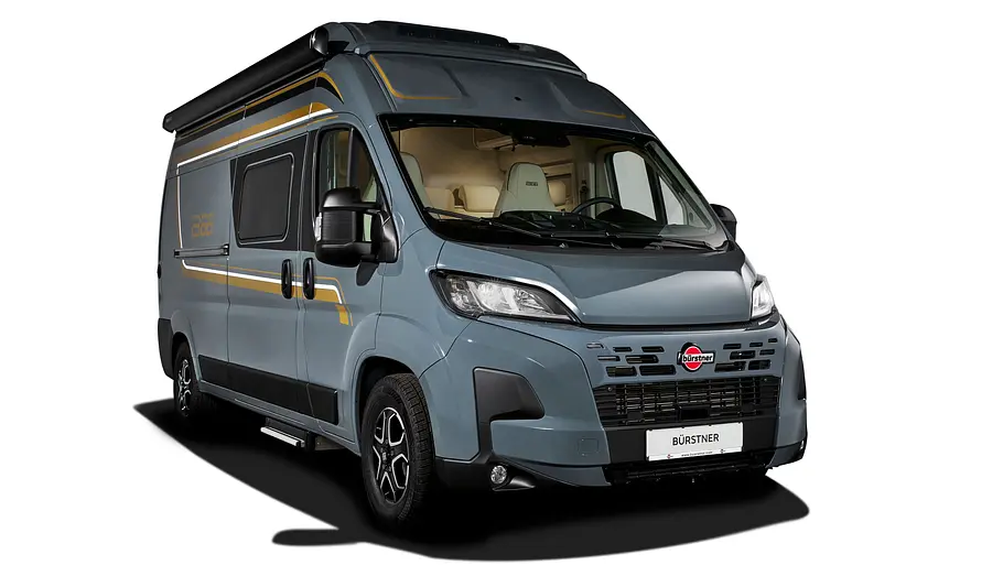 Bürstner B66 Campervan Das Bild zeigt den Bürstner B66 Campervan statisch von schräg vorne rechts fotografiert.