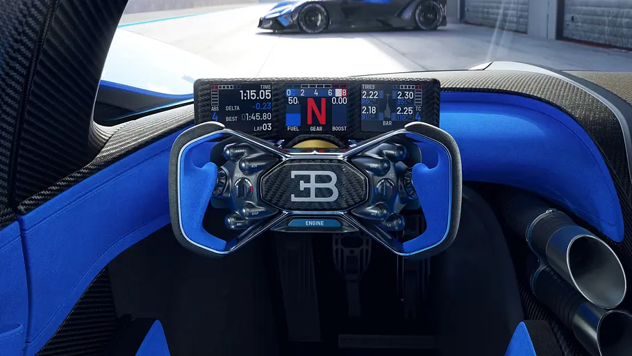 Bugatti Bolide Das Cockpit des Bugatti Bolide.