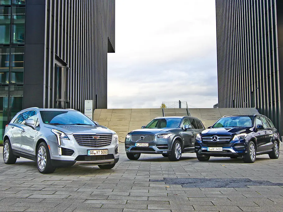 Cadillac XT5 3.6 V6 AWD, Volvo XC 90 T6 AWD, Mercedes GLE 400 4Matic