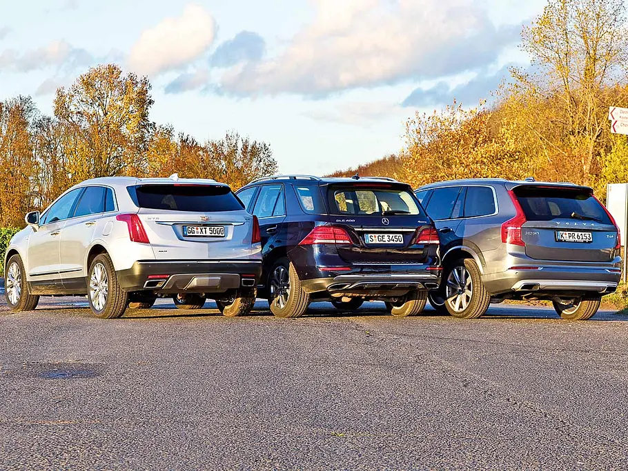 Cadillac XT5 3.6 V6 AWD, Volvo XC 90 T6 AWD, Mercedes GLE 400 4Matic