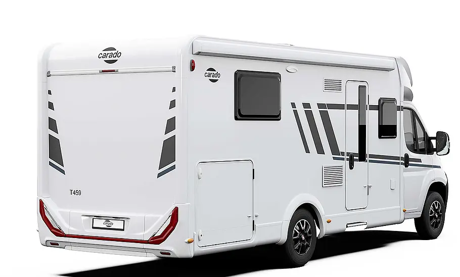 Die Studioaufnahme zeigt den Carado T459 von schräg hinten.
