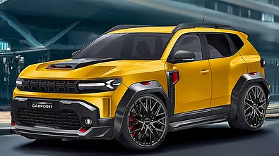 Illustration eines gelben Dacia Duster von CP Performance von vorne links abgebildet. - Foto: Facebook/Carpoint