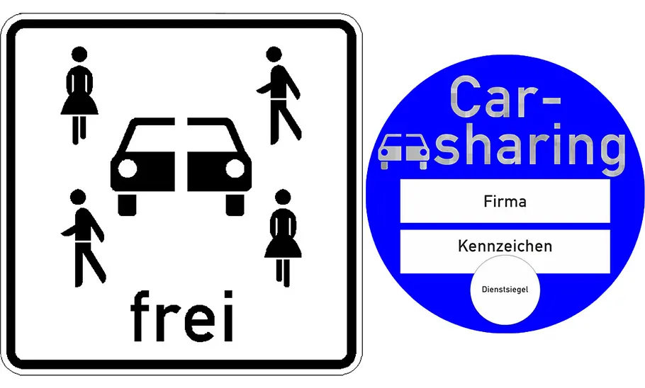 Aufkleber: Carsharingfahrzeuge frei Aufkleber: Carsharingfahrzeuge frei