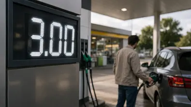 Eine Tankstelle mit einer anzeige, im Hintergrund tankt ein Mann sein Auto. - Foto: AUTO ZEITUNG/ KI-generiert