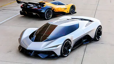 Gruppenbild mit den zwei Supersportwagen-Studien Chevrolet Corvette CX und CX.R VGT (2025). - Foto: Chevrolet