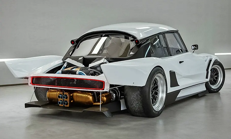 Citroën DS GT2 Blick von schräg hinten auf den Citroën DS GT2.
