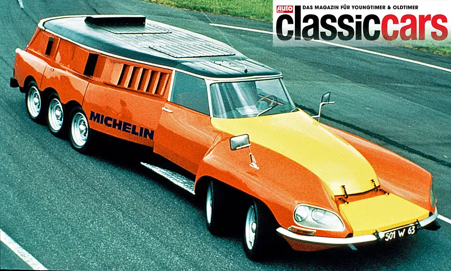 Der Citroën DS Michelin PLR Milles Pattes stehend von schräg oben.