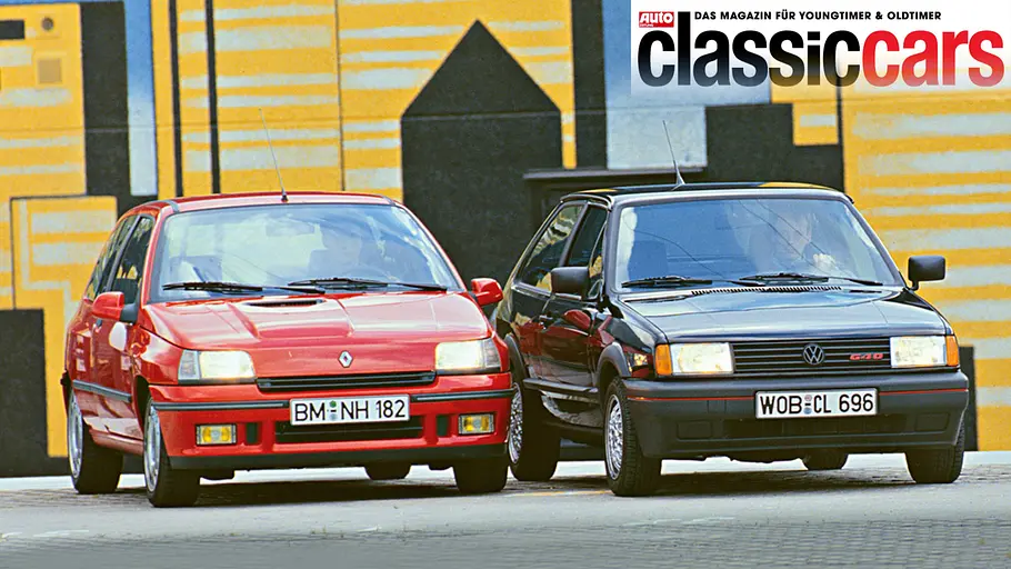 Renault Clio 16V und VW Polo G40 stehend von vorne.