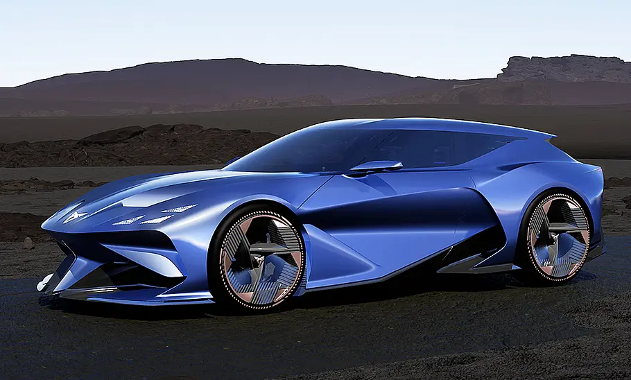 Cupra Dark Rebel (2023) Der Cupra Dark Rebel (2023) stehend von schräg vorne.