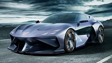Der Cupra Dark Rebel (2023) stehend von vorne. - Foto: Cupra