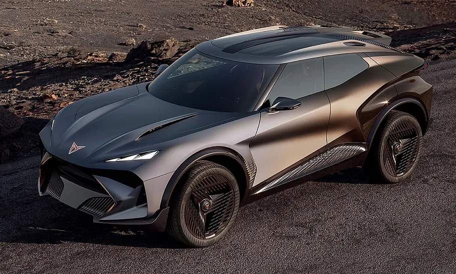 Der Cupra Tindaya (2025) stehend von schräg vorne fotografiert.