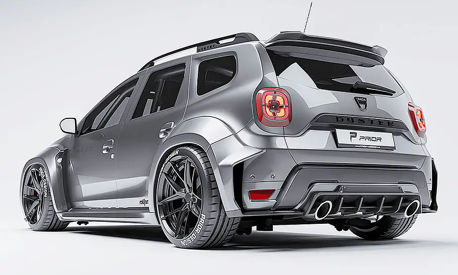 Dacia Duster von Prior Design Blick von schräg hinten auf den Dacia Duster von Prior Design.