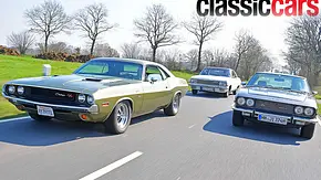 Dodge Challenger/Opel Diplomat Coupé/Jensen Interceptor fahrend von schräg vorne fotografiert. - Foto: Zbigniew Mazar