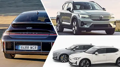 Langstreckentaugliche E-Autos als Collage aus Hyundai Ioniq 6, Polestar 2 und Volvo XC40. - Foto: Hersteller / Collage: AUTO ZEITUNG