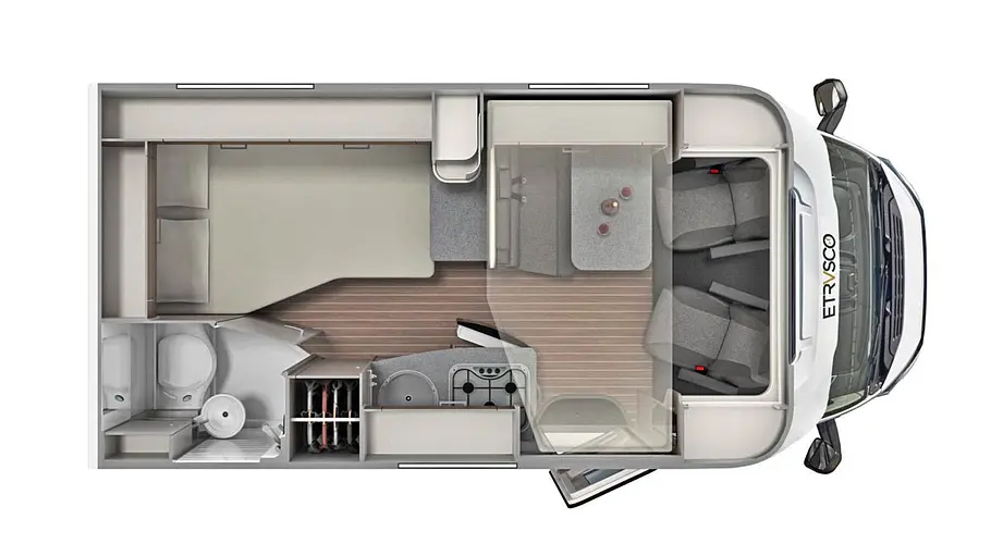 Die Grundrisszeichnung des Etrusco T 5900 FB.