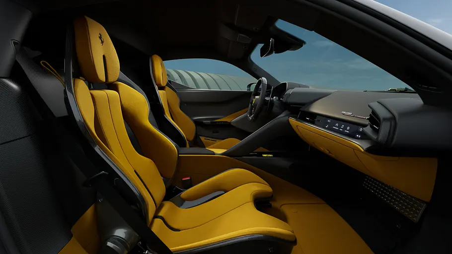 Die Sportsitze des Ferrari 849 Testarossa.