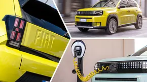 Fiat Grande Panda; Kollage aus einer Fahraufnahme und zwei Detailaufnahmen - Foto: Fiat, Montage: AUTO ZEITUNG