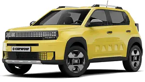 Fiat Grande Panda vor weißem Hintergrund, Ansicht von vorne links. - Foto: Carwow