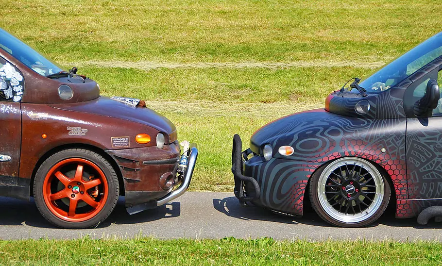 Fiat Multipla Ratte und M-ultimate stehend seitlich.