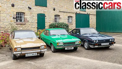 Ford Capri I 2000 GT XLR/Capri II 3.0 Ghia/Capri III 2.8 Super Injection nebeneinander stehend - Foto: Frank Ratering