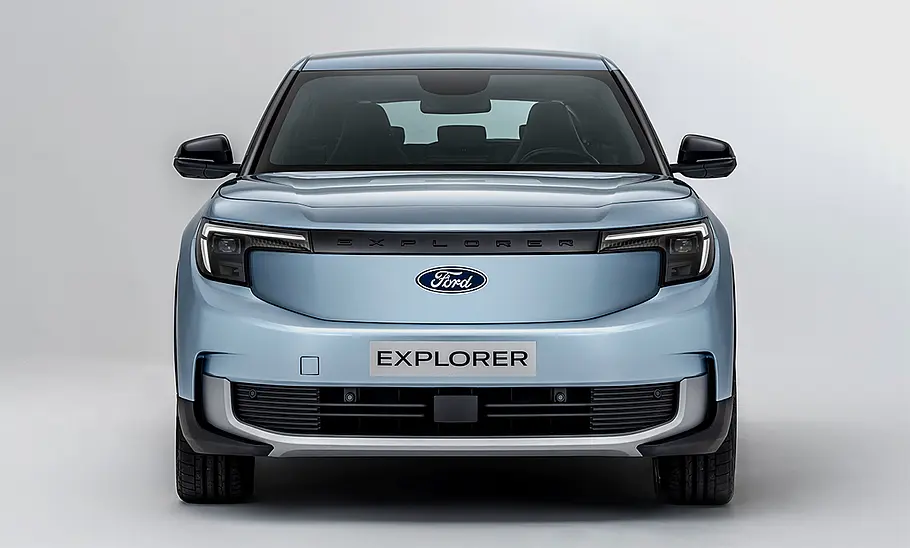 Der Ford Explorer Elektro (2024) statisch von vorne.